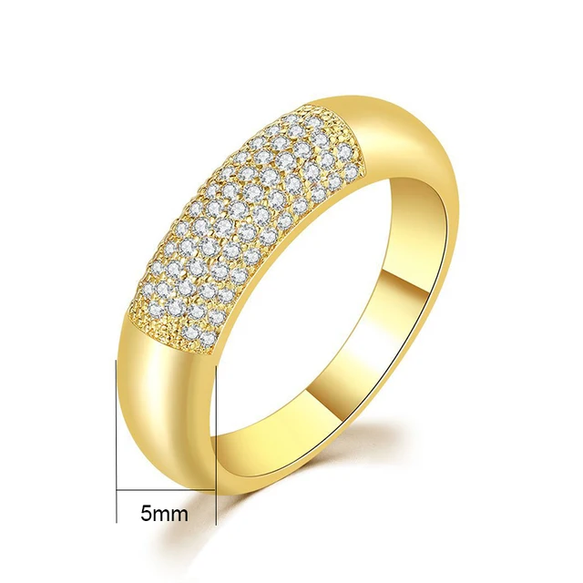 Handmade Eternity Promise Gold Crystal Ring AAA CZ Zirconia Engagement Wedding Band Rings for Women Men Finger Party Jewelry 29