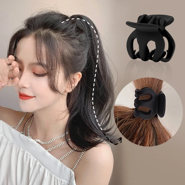 Garra de cabelo xadrez para mulheres e meninas, grampo de cabelo de acetato  grande, cabelo de caranguejo preto e branco, acessórios elegantes, estilo -  AliExpress