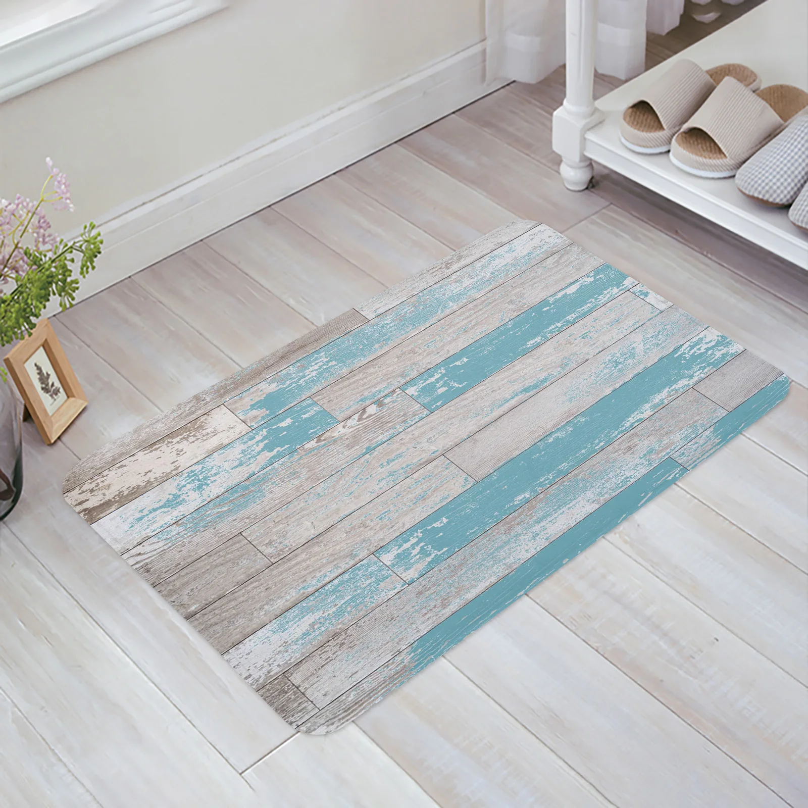 Brown Wood Plank Retro Kitchen Floor Mat Living Room Decor Tappeto Home Corridoio Ingresso Zerbino Balcone Porta Tappeto Antiscivolo