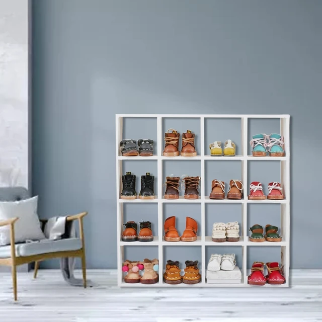 Miniatűr Fa Tároló Állvány 16 Rács 1: 12 Babahouse Polcok Displise Wall Rack Könyvespolc Baba Ház Dekoráció Babaház Bútorok - Image 4