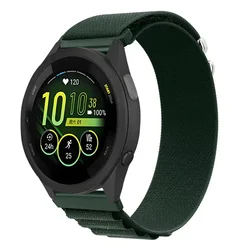 Alpine Nylon Loop Strap - 22/20mm Adjustable Bracelet Wristband - Garmin 165 - 55 (Army - green shiny)