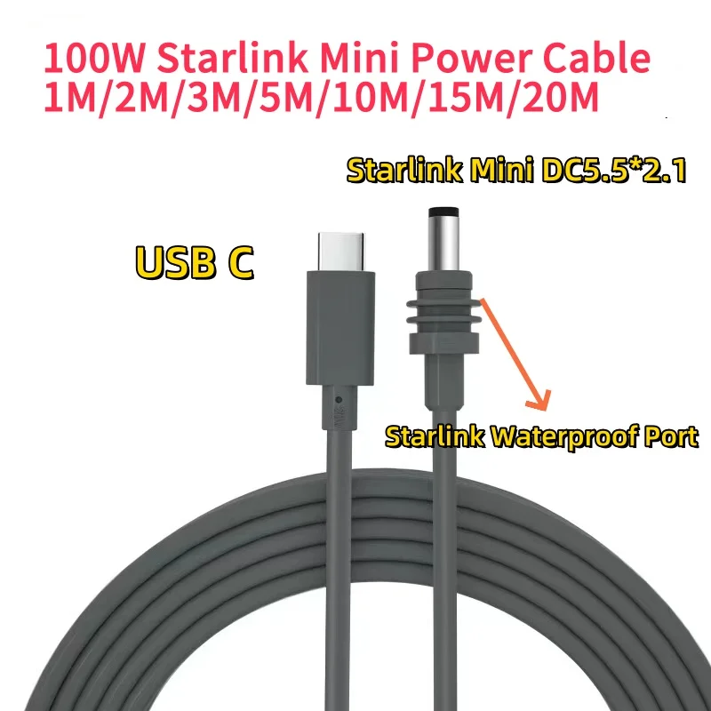 Câble d'alimentation Starlink Mini USB C vers CC 3 m 100 W Câble USB