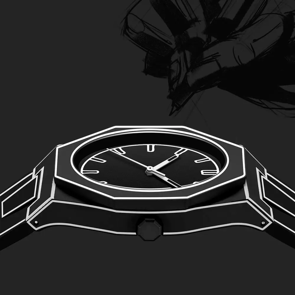 Modern 3D Sketch Art Fashion Leisure Quartz Movement Watch Creative Design Lightweight Waterproof Watch 2