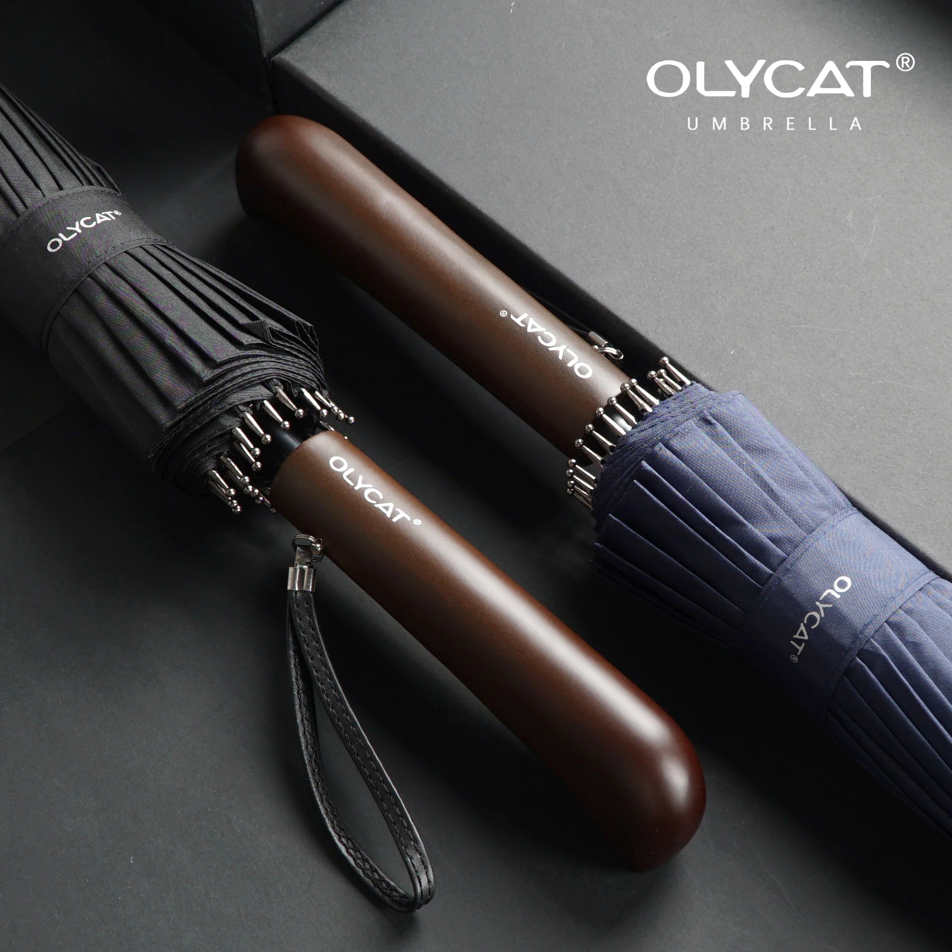 Straight Long Umbrella OLYCAT 24K Windproof Strong Wooden Handle Rain Umbrella Women Men Business Glassfiber Paraguas automatic umbrella capsule umbrella folding umbrella lace umbrella umbrella cover sun umbrella