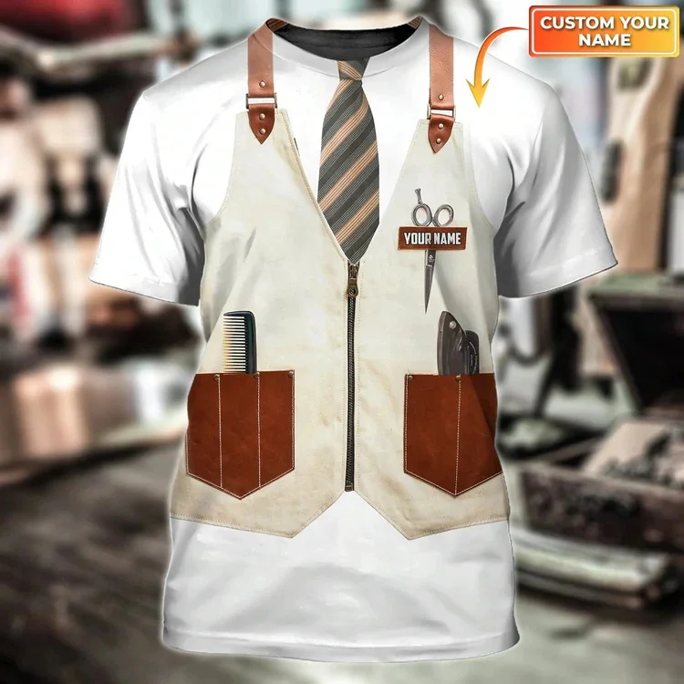 Sommer Mode Herren T-shirt Personalisierte Name Barber 3D Gedruckt Unisex T Shirt Geschenk für Barber Casual Kurzarm tops DW69 – Detail 26