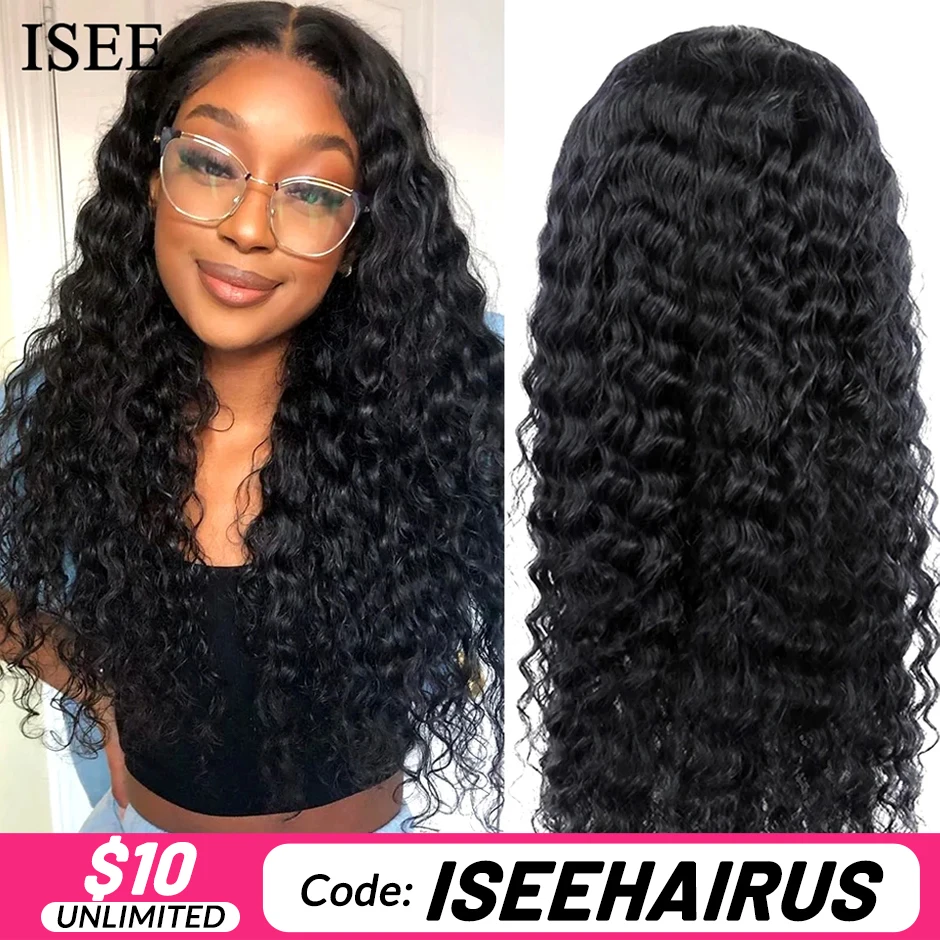 Brazilian Wig Deep Wave Lace Frontal Wigs 10A ISEE HAIR Lace Front Human Hair Wigs Deep Wave Lace Closure Wig Natural Hair Curly