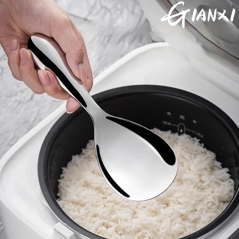 Gianxi Stainless Steel Spoons For Kitchen Non Stick Rice Food Grade Electric Rice Cooker Suitable For Household Use Thick Spoon