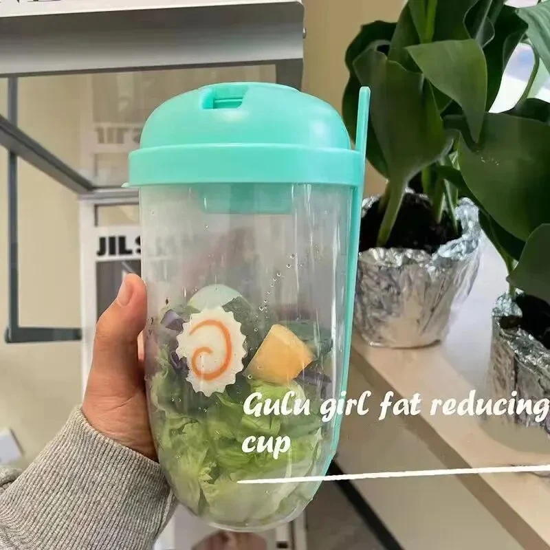 Portable Bottle Salad Container Bottle-Shaped Bento Salad Bowl Lunch Box Fork Bowl 1pc salad container