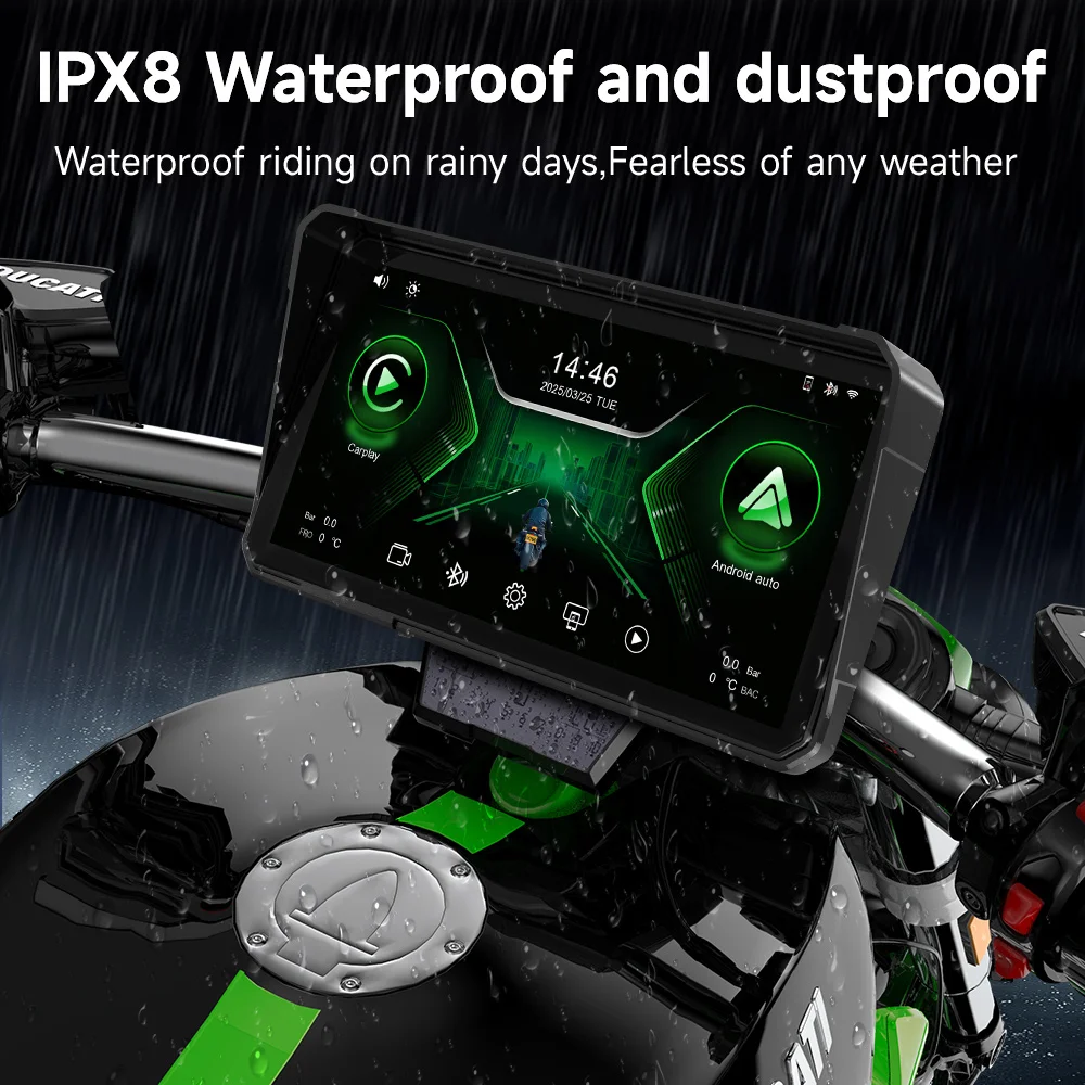 JIUYIN Motorcycle GPS 6 Inch WiFi MOTO Navigation Waterproof Wireless Carplay Display Screen Portable Motorcycle Android Auto