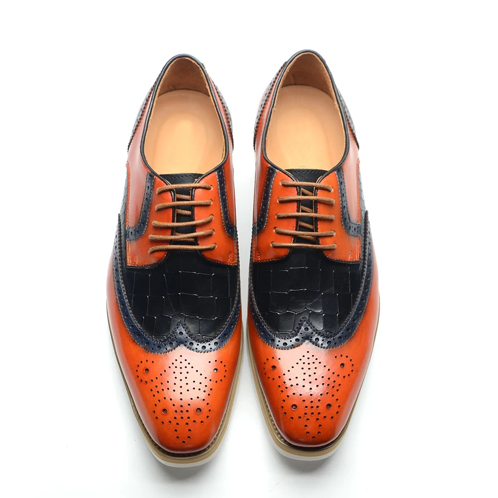chinese dress ladies Italian Handcrafted Two-tone Wingtip Oxford Shoes main image 0