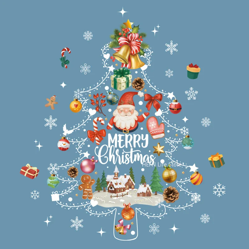 2025 New Christmas Decoration Window Stickers Santa Christmas Tree Window Glass Decal Poster New Year 2026 Decoration Stickers