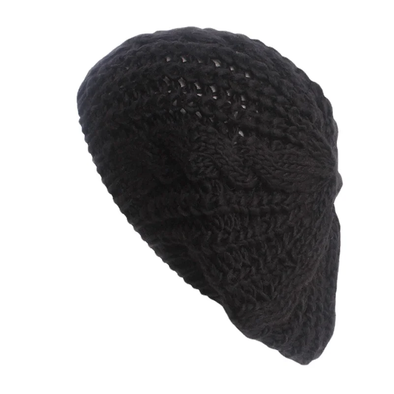 Winter  Knitted  Beanie Hat  For Women  Lady 's Twist knitting Beret   Winter  Solid  Skullies & Beanies 2
