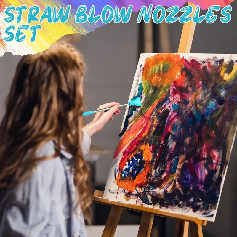 아크릴 푸어링 페인트 용품, 스테인리스 빨대 블로우 노즐 세트 BlueJAS