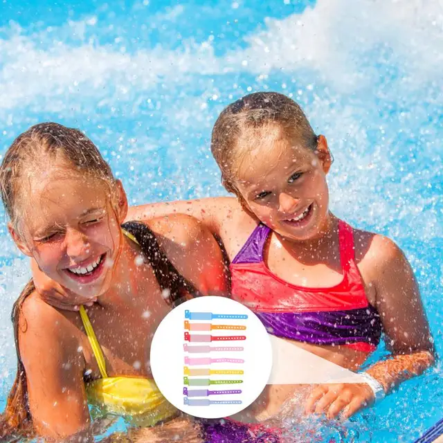 TEMPNAP Kinder Sicherheitsarmbänder 100 Stück - Wasserdicht Beschreibbar Bunt