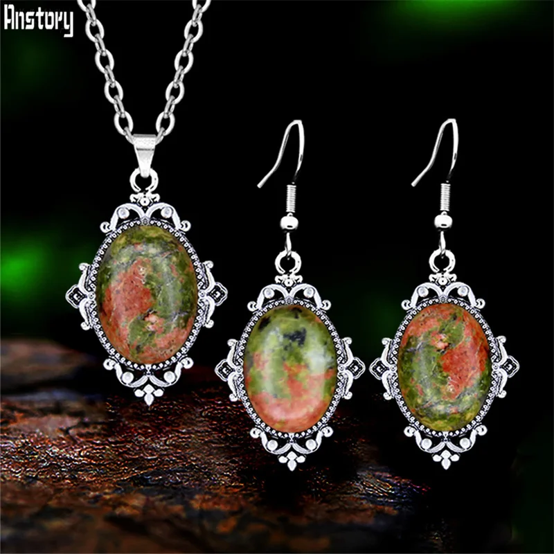 Stone Earring Jewelry Stone Jewelry Set Stone Necklace 9 Color Vintage Natural Aliexpress
