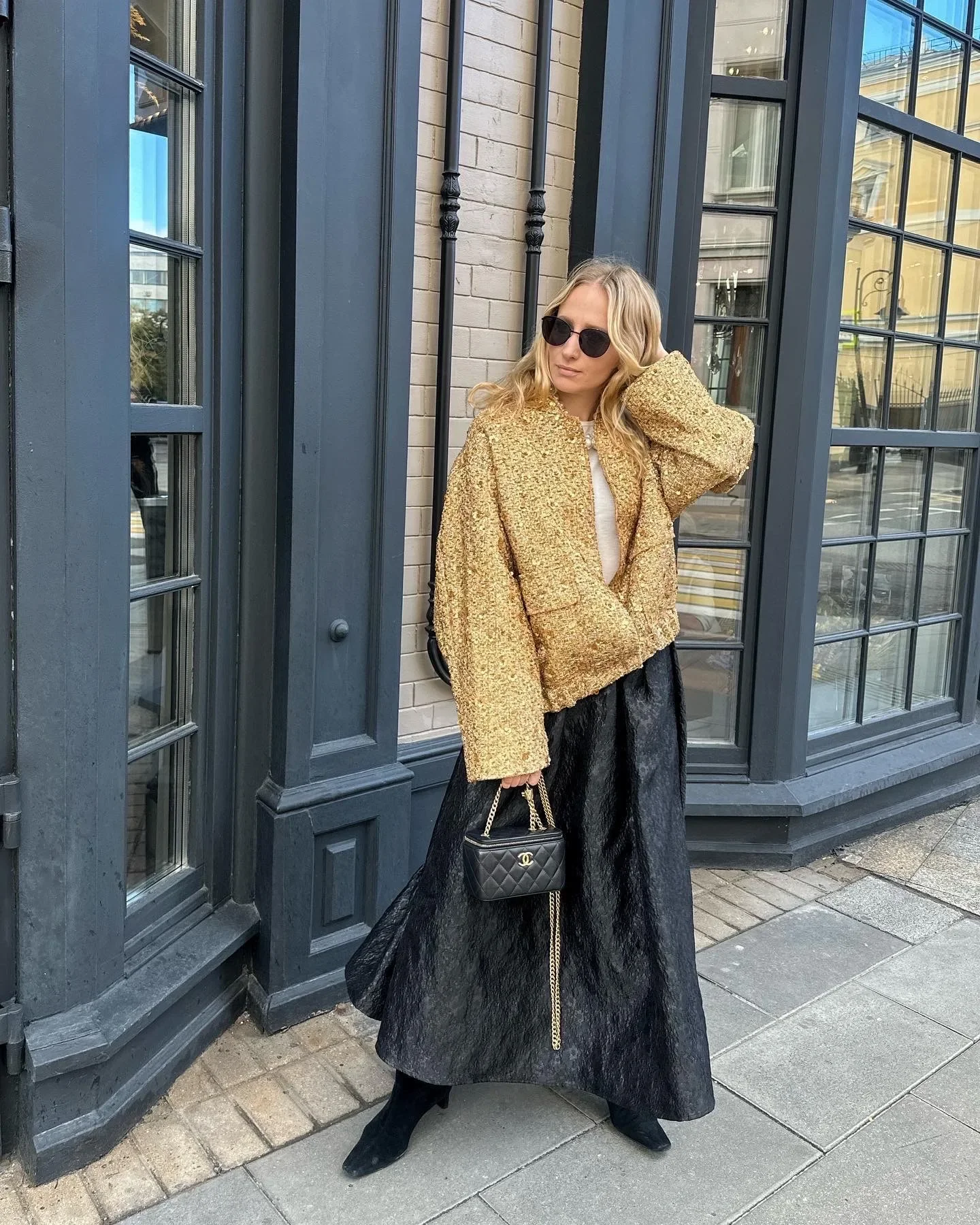 Sacc8318e6858447bb33baa6da933e17bG Women's Sequined Bomber Jacket Fall New Round Neck Long Sleeve Pocket Stretch Hem Sequins Jacket Coat Female Chic Outerwear Mallzona