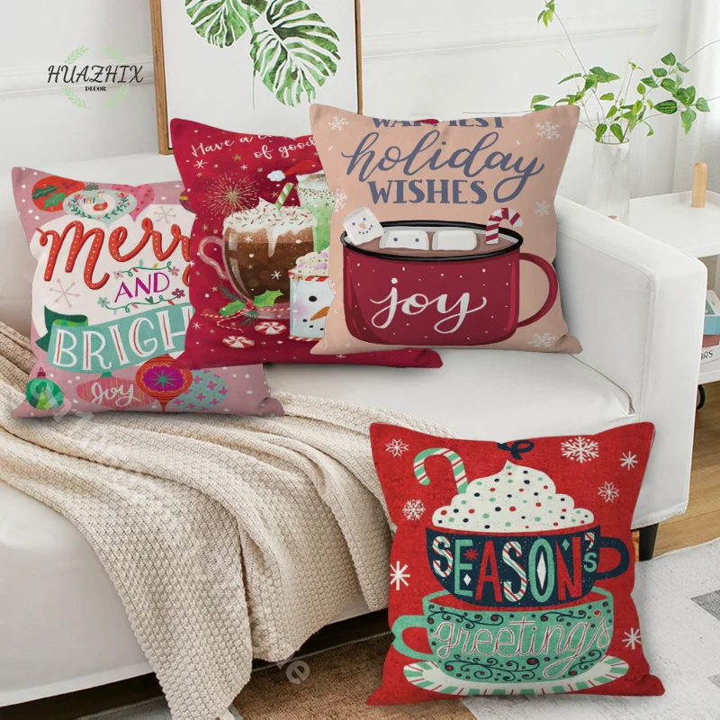 

Christmas Pillow Cover Comfortable Living Room Coffee Bedroom Sofa Festival Pillowcase New Year Gift Cushion Covers Decoration