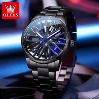 Montre pour homme OLEVS, montre à quartz, cadran rotatif original, tendance de la mode, étanche, lumineuse, acier inoxydable, Reloj 9937 3