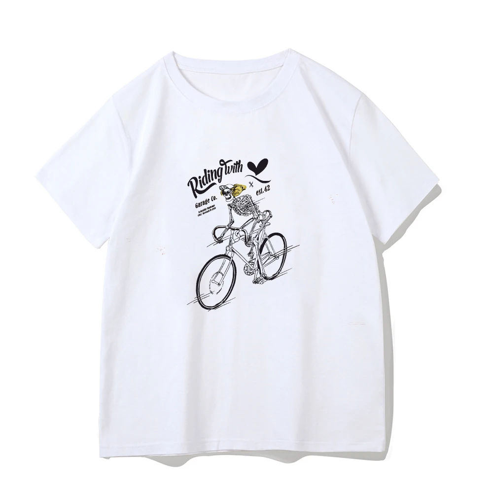 Women's T-shirt hot sell motorcycle and monogram print custom T-shirt baby tee