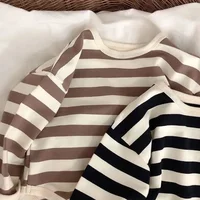 Spring Kids Striped Long Sleeves T-shirt Toddler Girl Loose Bottoming Shirt Boy Baby Casual Tops Fashion Children Cotton Tees 3