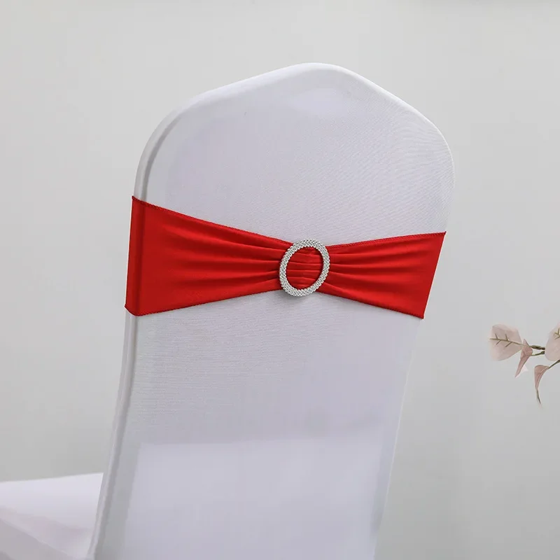 Description Picture 2 of item20PCS Chair Sashes Universal Elastic Spandex Stretch Chair Bows with Buckle Slider for Wedding Reception Hotel Event Party Decor