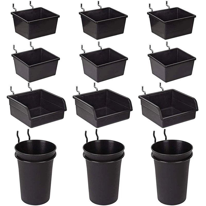 

New Pegboard Bins Peg Board Cups With Hooks & Loops 12 Pack,Assortment Organizer Accessory,Tools Storage Arrange System Kit