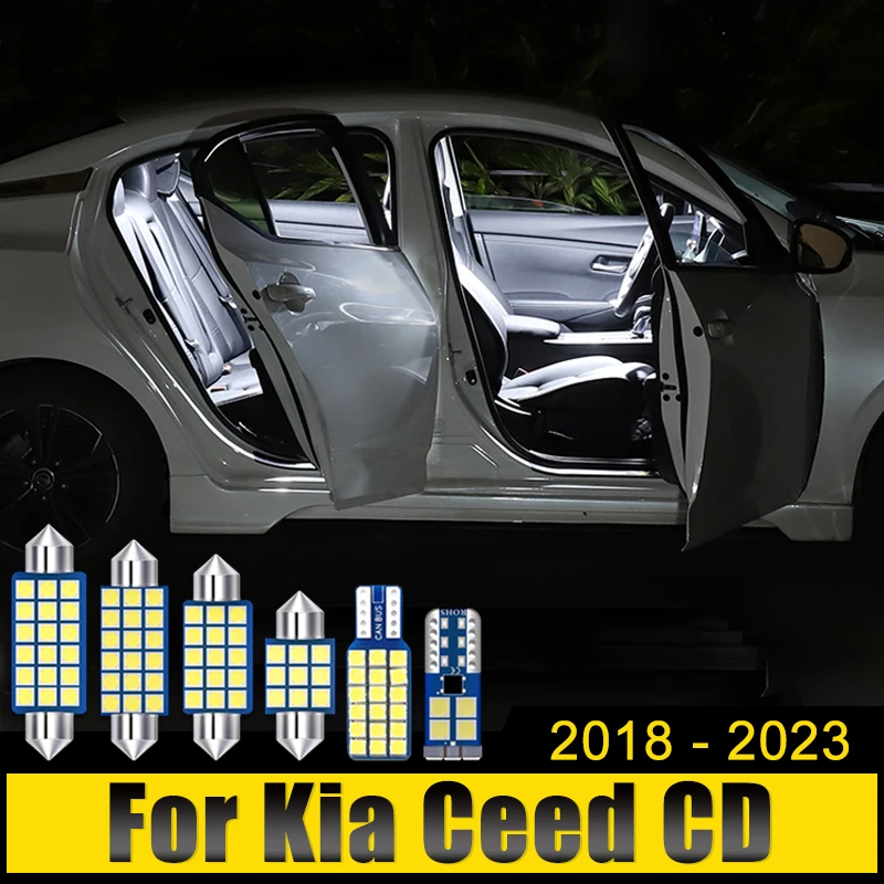 

For Kia Ceed CD 2018 2019 2020 2021 2022 2023 SW GT 12PCS 12V LED Car Reading Lights Glove Box Trunk Lamps Vanity Mirror Bulbs