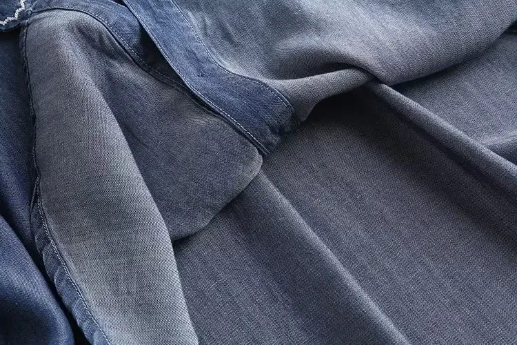 피터팬 칼라 청바지 셔츠, 버튼 업 긴팔, 봄 셔츠, 캐주얼 블루, 부드러운 데님 셔츠, 코튼