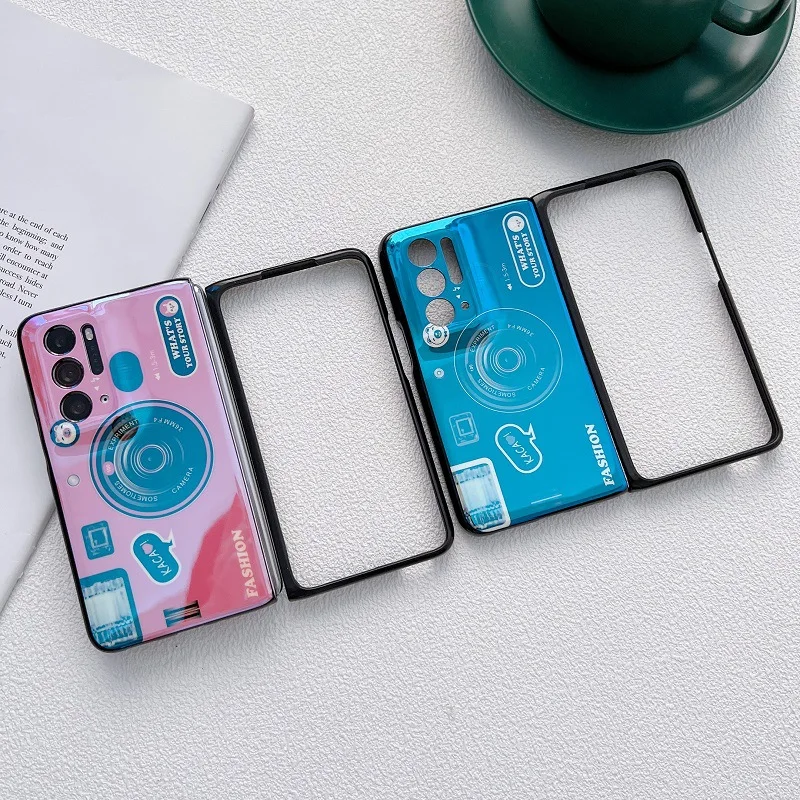 for OPPO Find N Case Silicone IMD Camera Pattern Cover Shockproof Flip Folding Blue Light Phone Shell for OPPO Find N Fundas