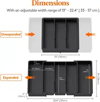 Utensil Organizer for Kitchen Drawers, Expandable Cooking Utensil Tray, Adjustable Cutlery Silverware Flatware Holder, Plastic 2