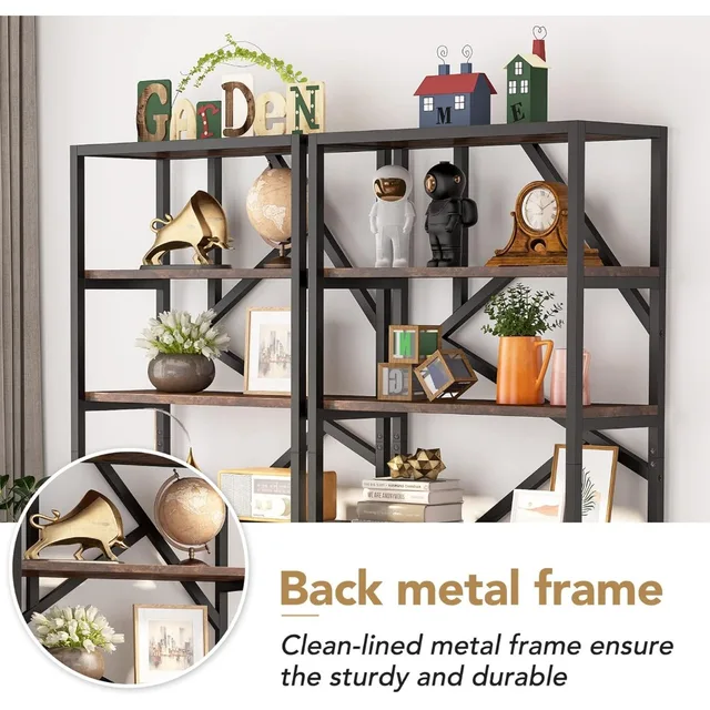 71" 6-Tier Industrial Bookshelf 6