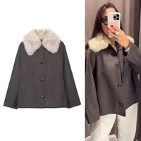 Women Fur Collar Jacket 2026 New Autumn Winter Fashion Long Sleeve Button Coat  Female High Street Outerwear New Jackets ﻿ 1