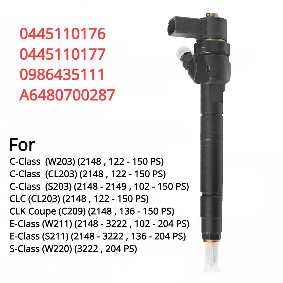 

A6480700287 0445110177 0986435111 New Diesel Fuel Injector Nozzle 0445110176 For Mercedes Benz W203 W211 C E-Class 2.2