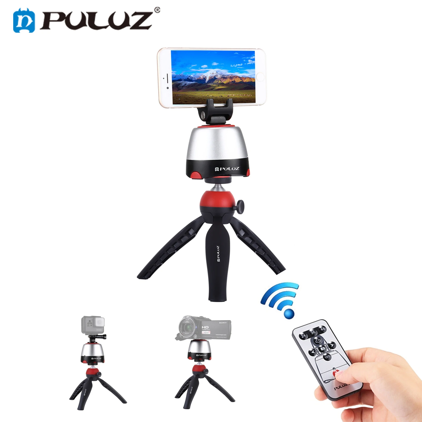 Puluz Electronic Tripod 360 Degree Rotating Panoramic Tripod Head W/h Remote Controller For