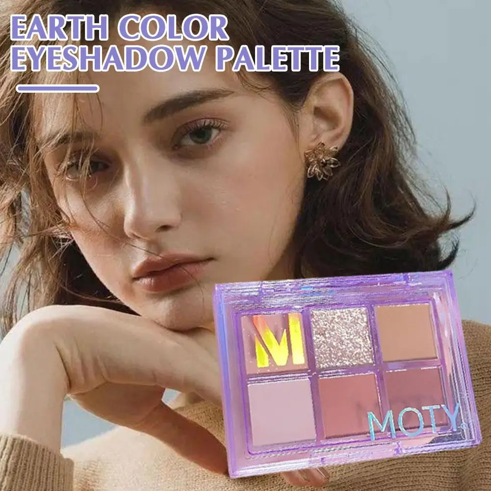 

6 Color Naked Makeup Eye Shadow Plate Earth Color Matte Eyeshadow Sequins Student Makeup Palette Z9Y0