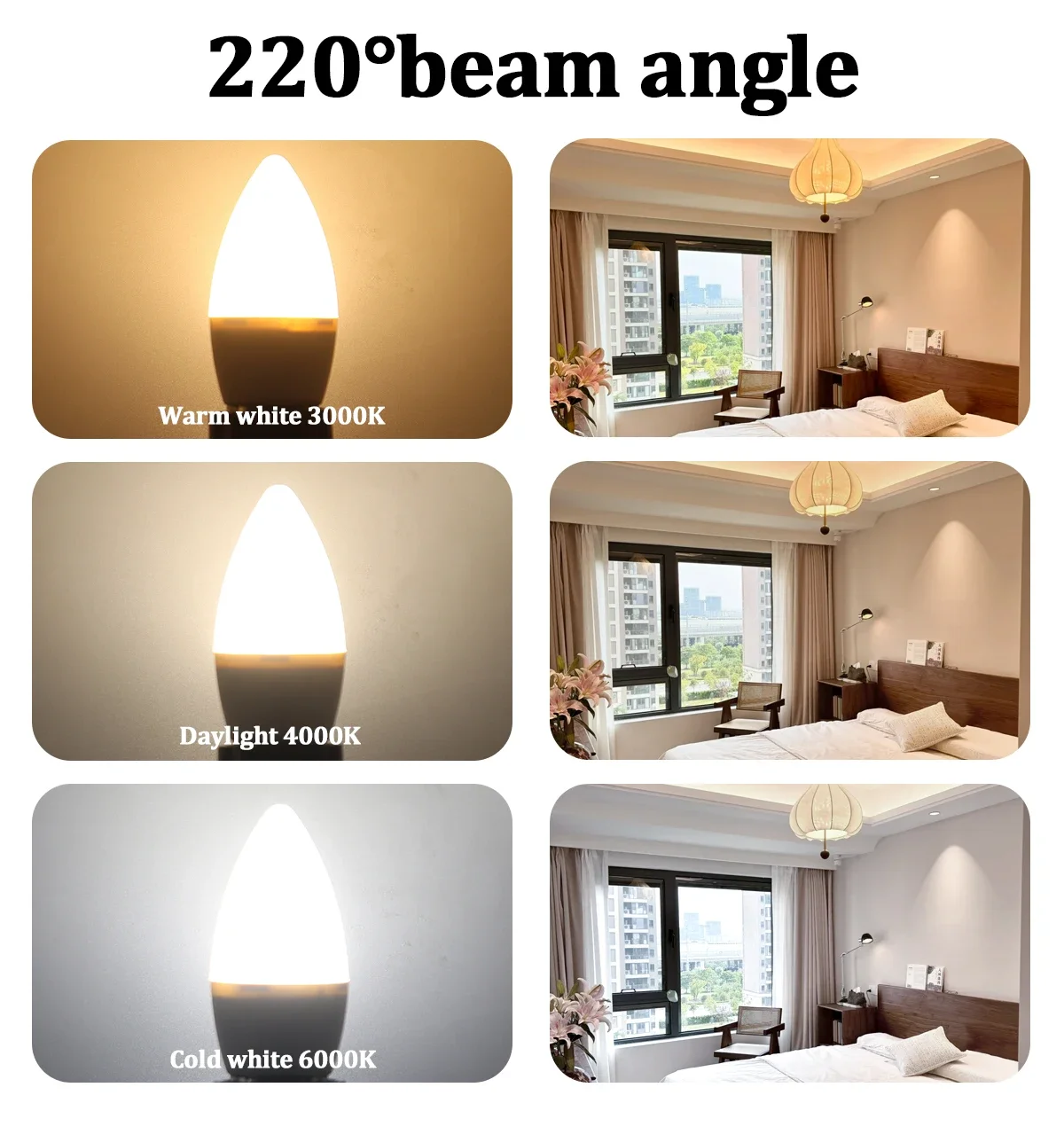 6개 LED 캔들 전구 220V E27 E14 B22 3W-7W, 고휘도 에너지 절약 전구 (샹들리에, 벽걸이 테이블 램프, 가정용 조명)