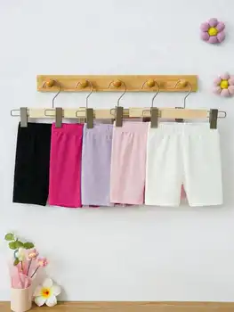 Set di 5 leggings multicolori carini e comodi per bambine, adatti per il tempo libero quotidiano, per la casa e per le attività all'aperto.
