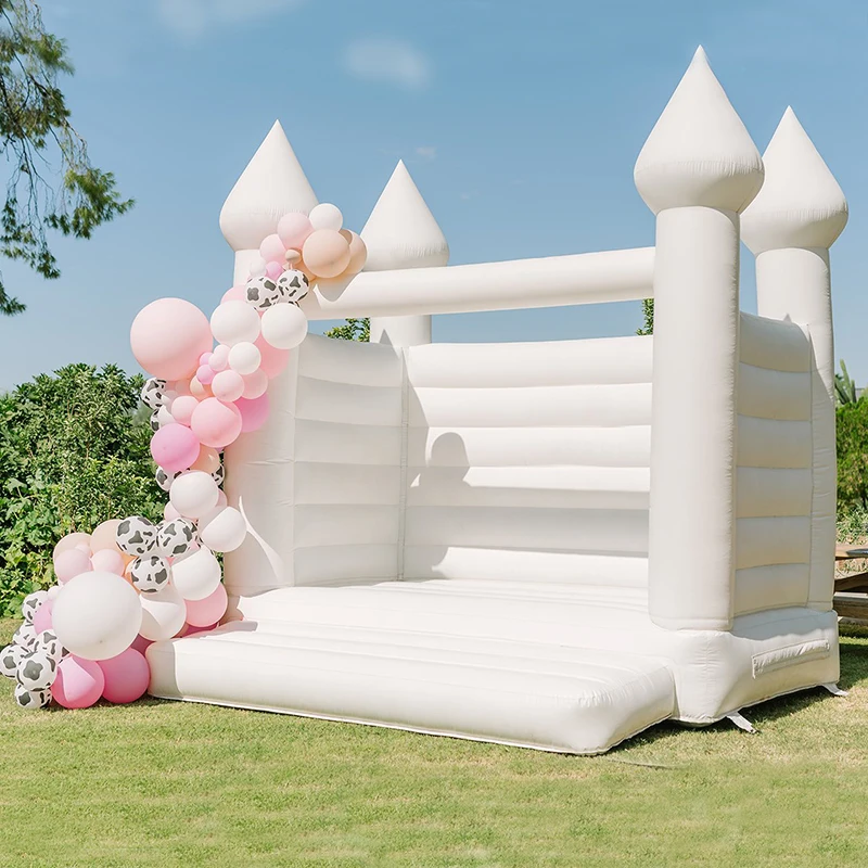 

Z 13x13Ft Commercial White Inflatable Wedding Castle Jumper Bounce House For Adults Party With Blower