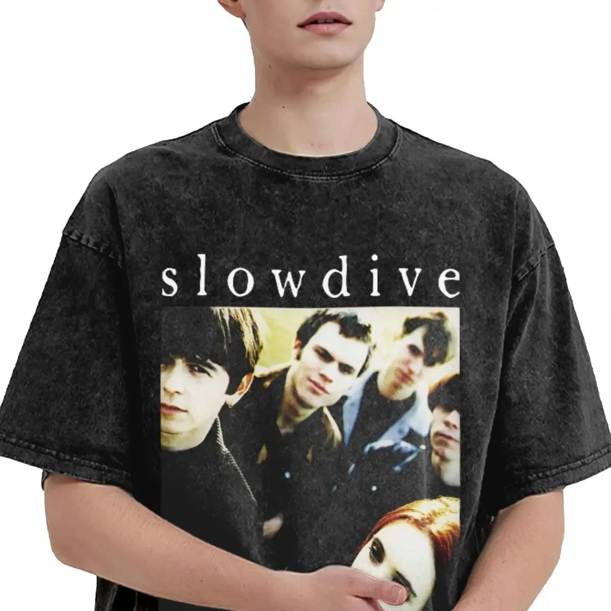 Slowdive 워싱 티셔츠 스트리트웨어, 힙합 노벨티 티셔츠, 90 년대 투어, 반팔, 오버사이즈, 여름