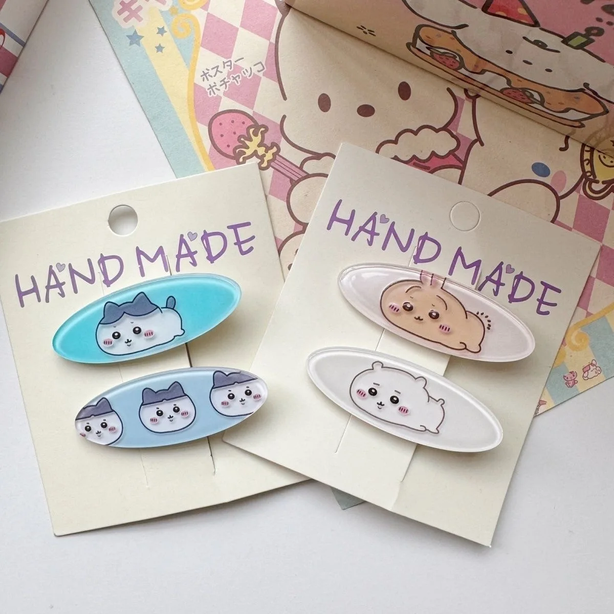 

Anime Chiikawa Cute Oval Duck Bill Clip Girls Fresh Cartoon Hair Clip Kawaii Student Hair Accessories Bangs Clip Edge Clips Gift