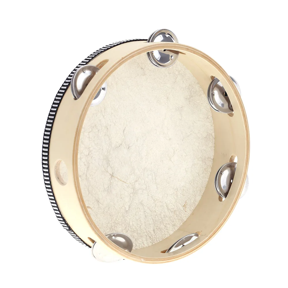 Musical Percussion Instruments 8 Inch Handheld Tambourine with Metal Jingles Percussion Drum Early Education Instrument Musical Toy Gift for Kids Students