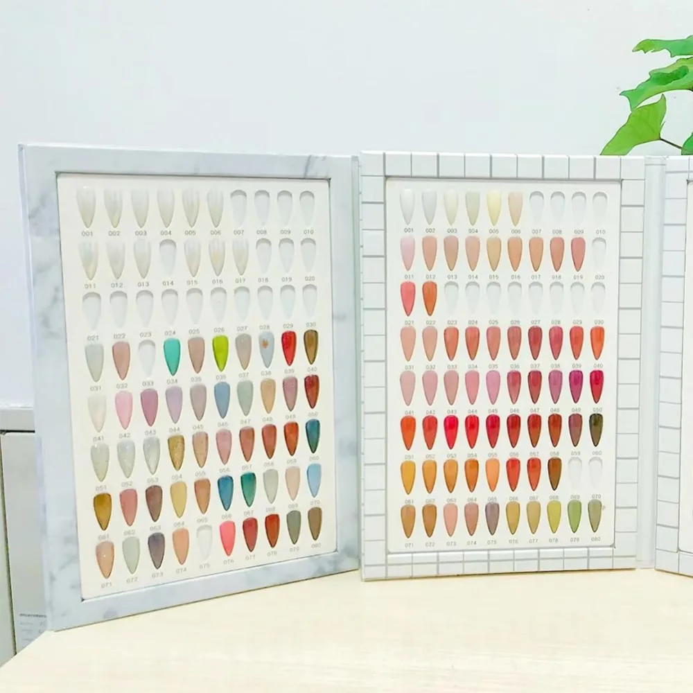 Nail Color Display Book with 240PCS Nail Tips Gel Polish Polish Sample Book with Replacement Tips Salon Tools