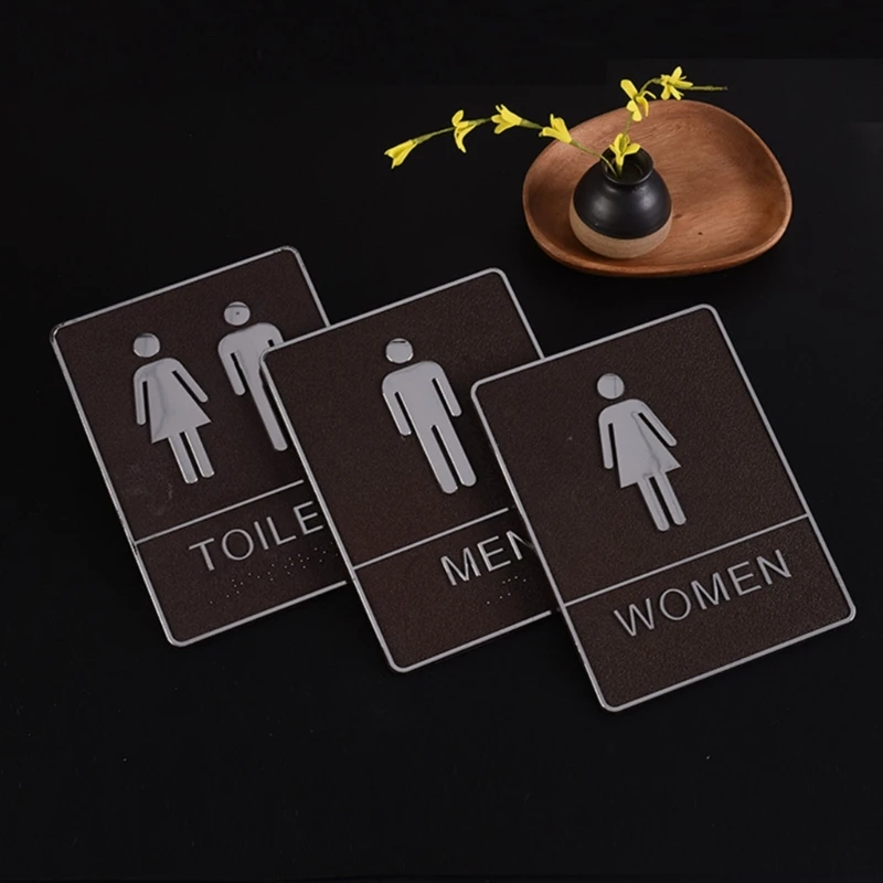 NeeyBing - Cartello per WC con scritta in inglese Wc Men & Woman, 20 x 6 cm, autoadesivo, per hotel, negozi, ristoranti, caffè