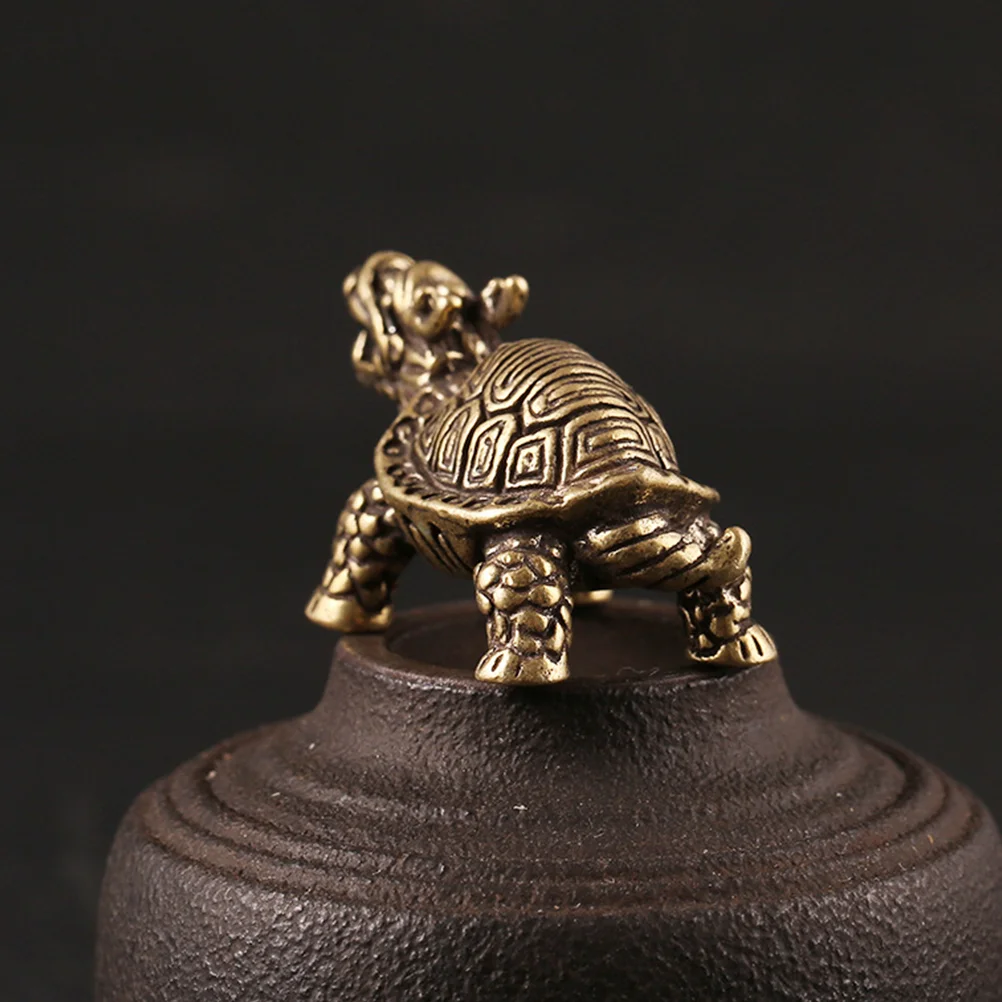 

2 Pcs Dragon Turtle Decorative Pendant Creative Brass Key Fob Ornaments Craft Copper Unique Girl Vintage