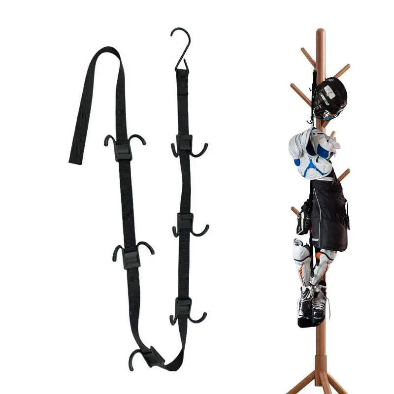 Hockey Portable Gear Rack Strap Organizer Hockey Gear Hanger Equipment Strap Drying Rack With 12 Hooks Portable Football
