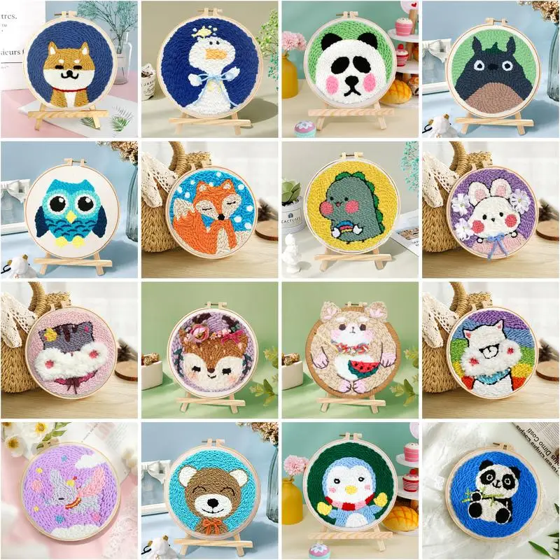 Gatyztory Punch Needle Ricamo Starter Kit Per Bambini Principianti Includono Istruzioni Punch Needle Filati In Tessuto Threader