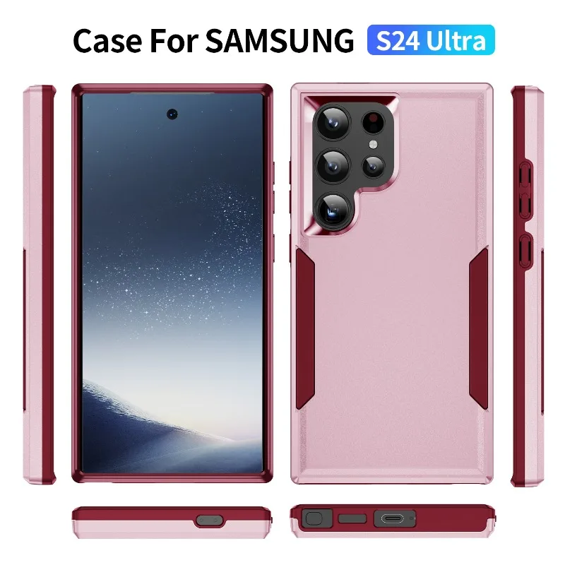 Coque de téléphone portable antichoc de luxe en TPU + PC souple et rigide avec double protection pour Samsung S24 23 22 21Ultra_voghion.com