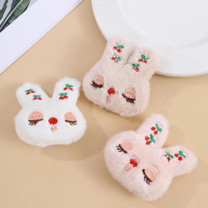 

6PCS Cute cartoon plush bunny closed eyes rabbit doll brooch headdress bag DIY accessories doll decoration