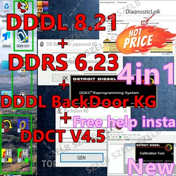 Nuovo 2025 Detroit Diesel Diagnostic Link 8.21 Livello 10 10 10 DDDL 8.21 + BackDoorKG + DRS 6.23 + DDCT v4.5 Strumento di Calibrazione