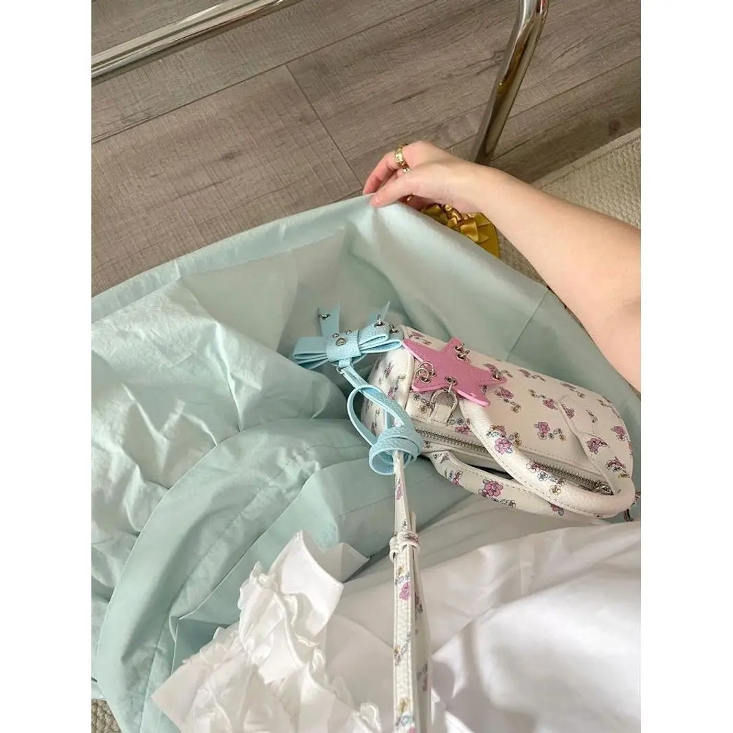 JIAERDI Summer Hot Girls Floral Y2k Hand Bag Women Harajuku Cylinder Handle Messenger Bag Purse Female Dopamine Crossbody Bags